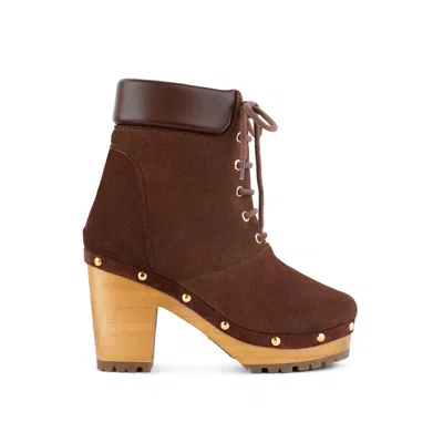 Rag & Co Women's Maaya Handcrafted Collared Suede Boot In Brown By