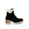 Rag & Co Women's Madoka Fur Collar Chunky Ankle Boots In Black In Black