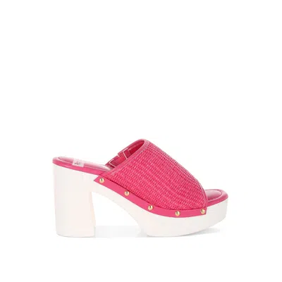 Rag & Co Women's Marengo Raffia Wooden Clogs In Pink