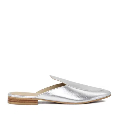 Rag & Co Women's Marla Silver Metallic Leather Mules