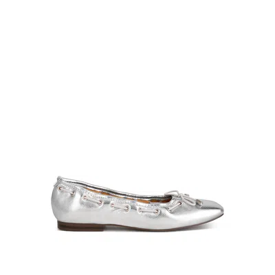 Rag & Co Women's Marlow Metallic Eyelet Detail Bow Ballerinas In Silver