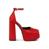 Rag & Co Martini Red Sky High Rampwalk Satin Sandals In Red