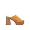 Rag & Co Matrix Criss Cross Strap Block Heel Sandals In Light Tan In Brown
