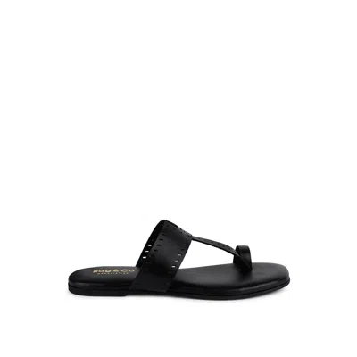 Rag & Co Women's Mila Black Toe Ring Thong Slip Ons