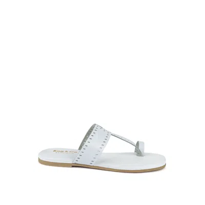 Rag & Co Women's Mila White Toe Ring Thong Slip Ons