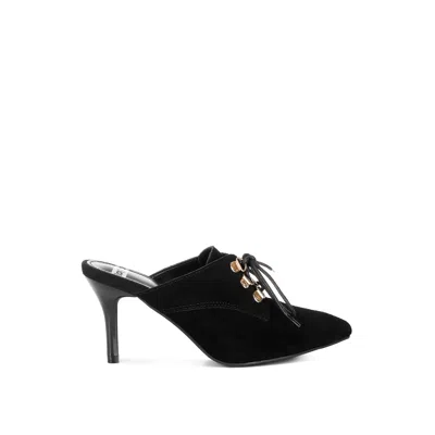 Rag & Co Women's Miladi Genuine Suede Leather Stiletto Mules In Black By