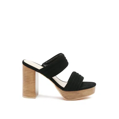Rag & Co Women's Mille Feux Suede Slip-on Block Heeled Sandal In Black