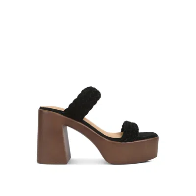 Rag & Co Women's Misaki Woven Suede Strap Platform Sandals In Black By