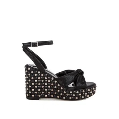 Rag & Co Women's Moondot Embellished Wedge Heel Sandals In Black By