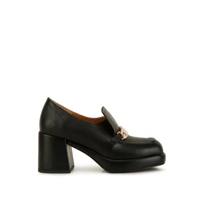 Rag & Co Women's Morgan Metallic Embellishment Leather Platform Loafers In Black By