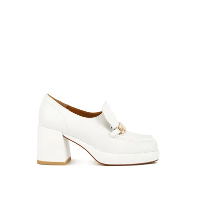 Rag & Co Women's Morgan Metallic Embellishment Leather Platform Loafers In White By
