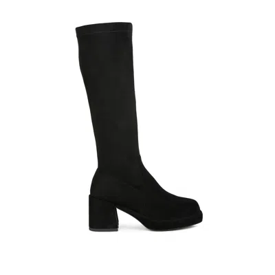 Rag & Co Women's Morpin Black Stretch Suede Calf Boots