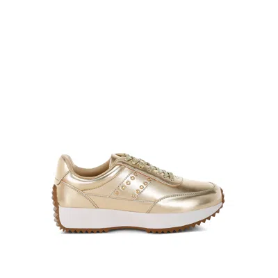 Rag & Co Women's Mujori Metallic Pleather Studded Sneakers In Gold