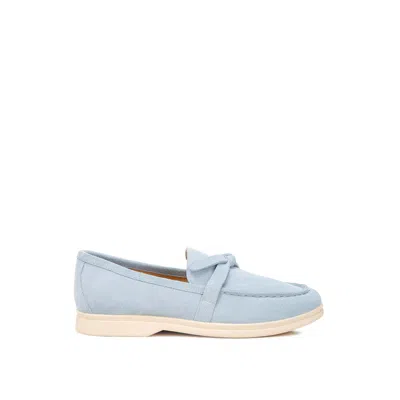 Rag & Co Women's Nautica Genuine Suede Knot Detailed Loafers In Baby Blue By