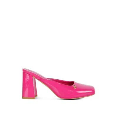 Rag & Co Women's Neoplast Patent Pu Block Heeled Mules In Pink By