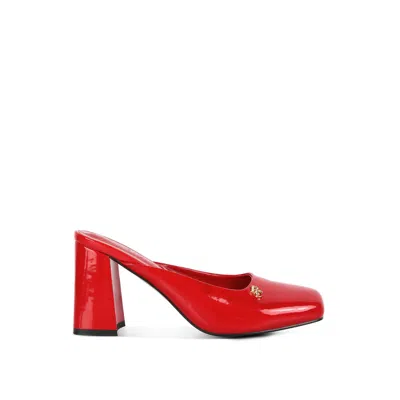 Rag & Co Women's Neoplast Patent Pu Block Heeled Mules In Red By