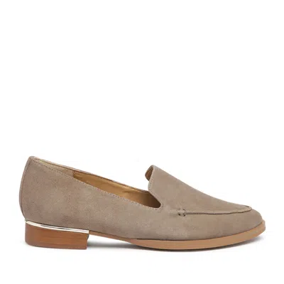 Rag & Co Anna Taupe Suede Leather Loafers In Brown