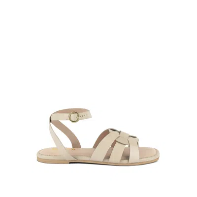 Rag & Co Women's Neutrals Ashton Beige Flat Ankle Strap Sandals By