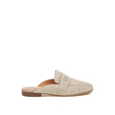 Rag & Co Women's Neutrals Belorose Rhinestone Strap Genuine Suede Mules In Sand By  In Black