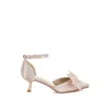 Rag & Co Women's Neutrals Cadell Bow Detail Satin Sandals In Beige In Beige