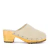 Rag & Co Cedrus Fine Suede Studded Clog Mules In Beige