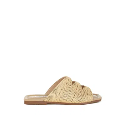 Rag & Co Women's Neutrals Daisy Doe Raffia Square Toe Flats In Beige In Sand