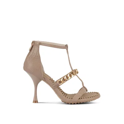Rag & Co Women's Neutrals Dakota Metal Chain Embellishment Sandals In Latte By  In Yellow