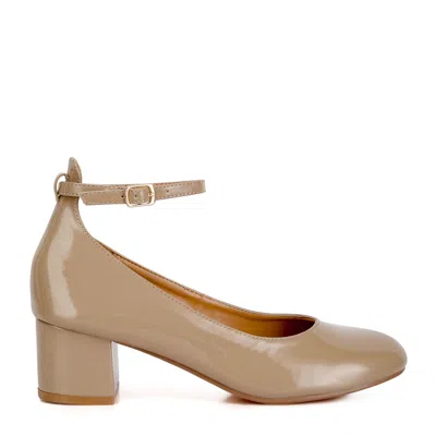 Rag & Co Women's Neutrals Debbie Ankle Strap Low Block Heel Sandals In Sand By