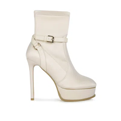 Rag & Co Women's Neutrals Doesburg Beige Satin Stiletto Ankle Boot In Beige By  In White