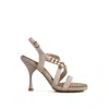 Rag & Co Women's Neutrals Domeda Latte Metal Chain Embellished Sandals By  In Gray