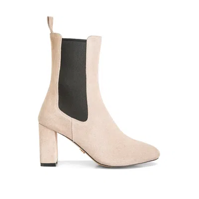Rag & Co Women's Neutrals Gaven Suede High Ankle Chelsea Boots In Sand In Gold