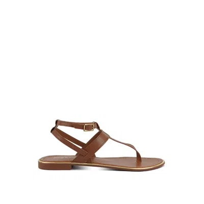 Rag & Co Women's Neutrals Irene Tan Flat Thong Sandals In Brown