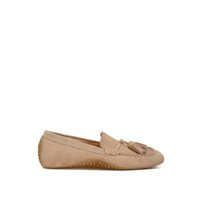 Rag & Co Women's Neutrals Kipstar Real Suede Leather Tassel Loafers In Beige