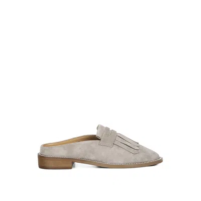 Rag & Co Lena Taupe Suede Walking Loafer Mules In Brown