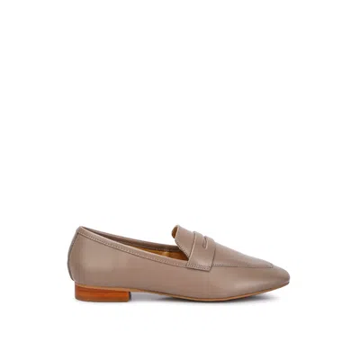 Rag & Co Women's Neutrals Liliana Taupe Classic Leather Penny Loafer In Black