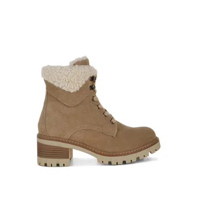 Rag & Co Women's Neutrals Madoka Fur Collar Chunky Ankle Boots In Beige
