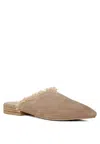 Rag & Co Women's Neutrals Molly Taupe Frayed Leather Mules In Black