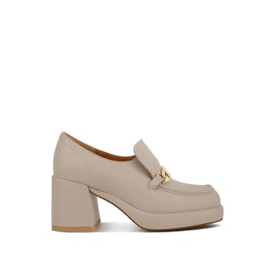 Rag & Co Women's Neutrals Morgan Metallic Embellishment Leather Platform Loafers In Beige By  In Beige/black
