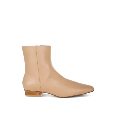 Rag & Co Women's Neutrals Obita Flared Heel Genuine Leather Boots In Beige In Multi