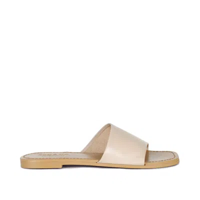 Rag & Co Tatami Latte Soft Leather Classic Leather Slide Flats In Multi