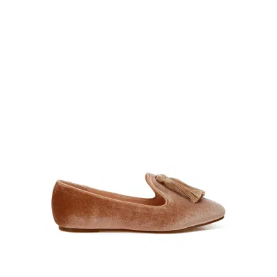 Rag & Co Women's Neutrals Tromso Iconic Tassel Detail Velvet Loafers In Beige
