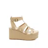 Rag & Co Women's Neutrals Windrush Cage Wedge Leather Sandal In Nude By  In Brown