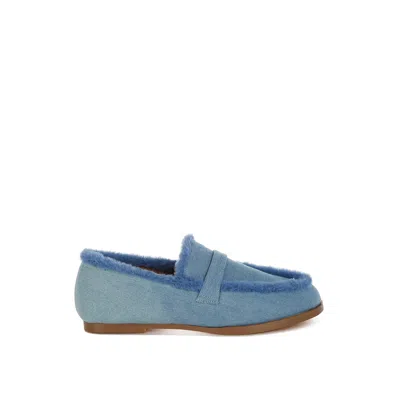 Rag & Co Women's Nivena Fur Detail Denim Loafers In Blue