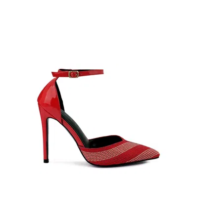 Rag & Co Women's Nobles Red High Heeled Patent Diamante Sandals