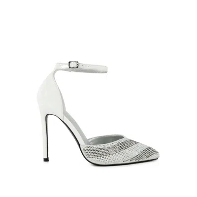 Rag & Co Women's Nobles White High Heeled Patent Diamante Sandals