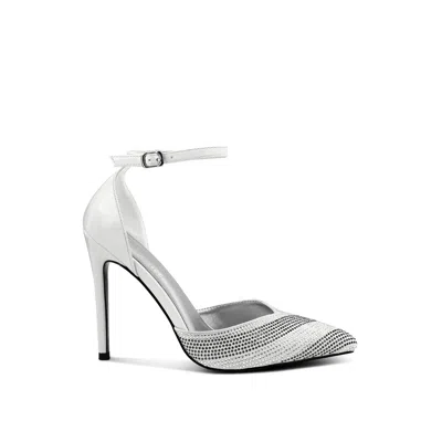 Rag & Co Women's Nobles White Rhinestone Patterned Stiletto Sandals By