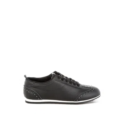 Rag & Co Women's Odaya Studded Real Soft Leather Sneakers In Black By