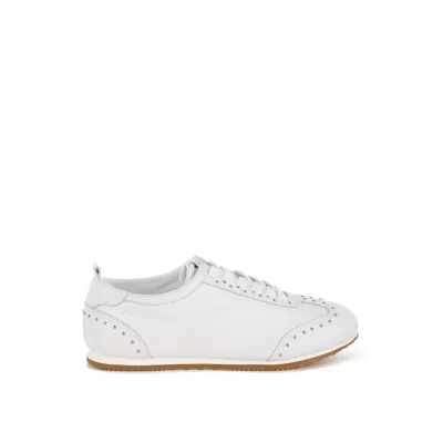 Rag & Co Women's Odaya Studded Real Soft Leather Sneakers In White By