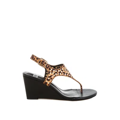 Rag & Co Women's Oidah Leopard Print Studded Wedges In Leopard In Black