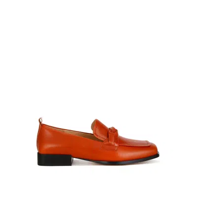 Rag & Co Women's Orange Hostess Genuine Leather Braided Loafers In Cognac By